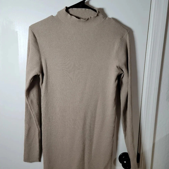 Pink Lily Taupe Sweater Maxi Dress with Side Slit | Sweater Dress | Size XL - Picture 3 of 7